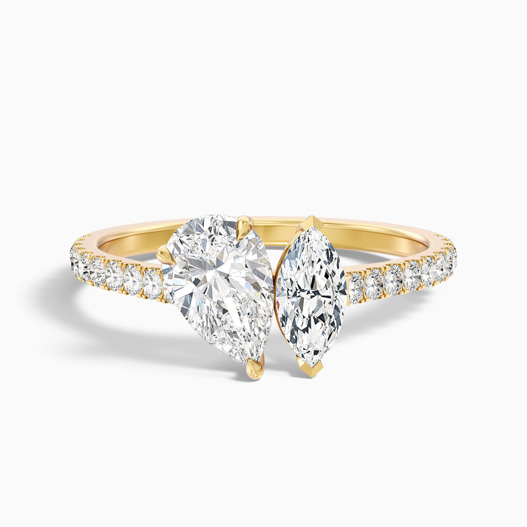 Hixen Toi Et Moi Engagement Ring With Pear and Marquise Two Stone Lab Grown Diamond