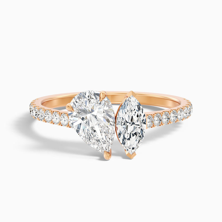 Hixen Toi Et Moi Engagement Ring With Pear and Marquise Two Stone Lab Grown Diamond