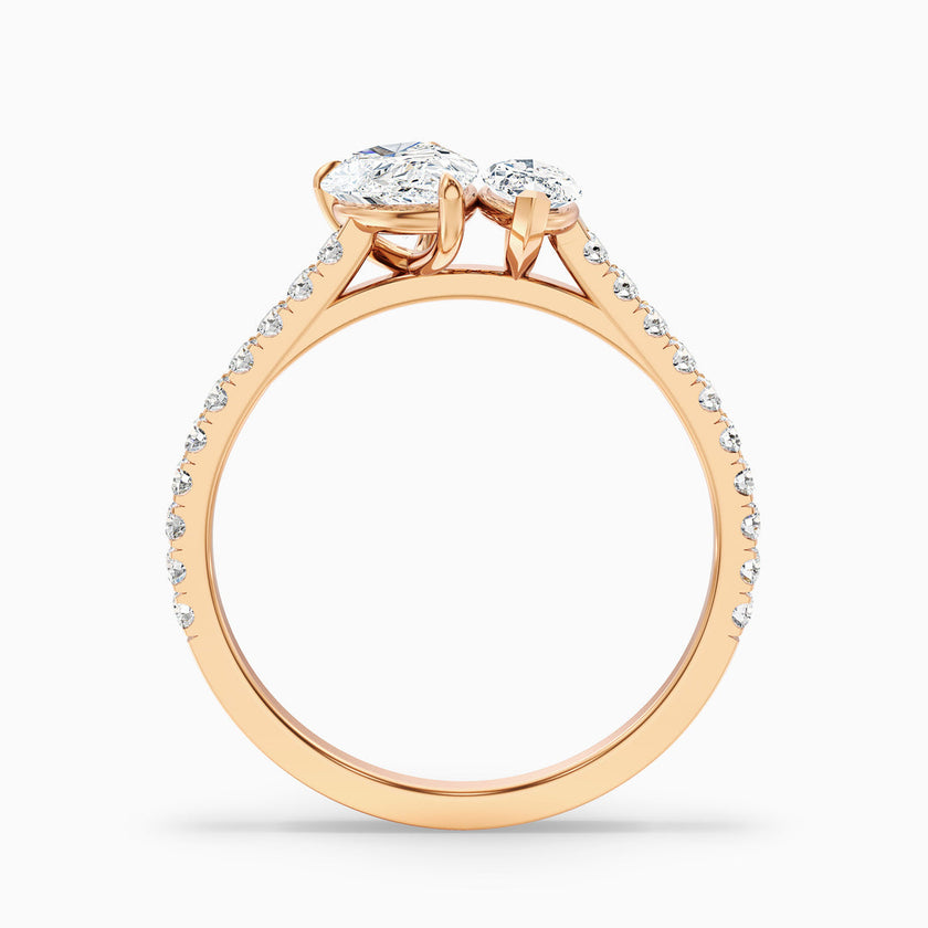 Hixen Toi Et Moi Engagement Ring With Pear and Marquise Two Stone Lab Grown Diamond