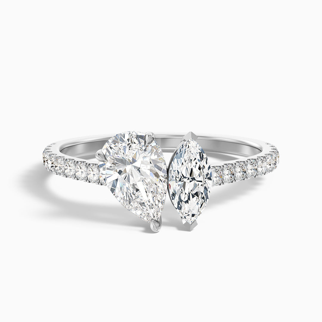 Hixen Toi Et Moi Engagement Ring With Pear and Marquise Two Stone Lab Grown Diamond
