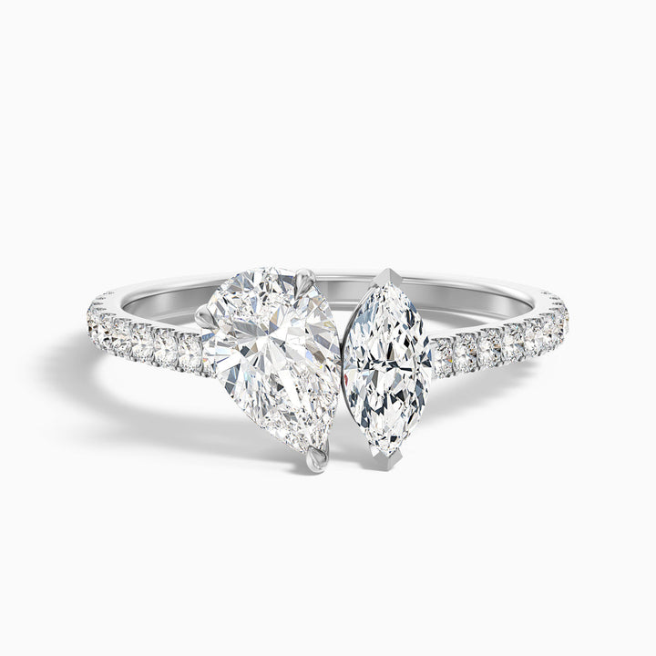 Hixen Toi Et Moi Engagement Ring With Pear and Marquise Two Stone Lab Grown Diamond