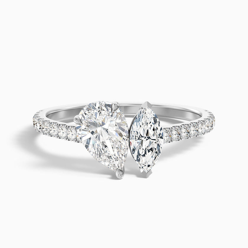 Hixen Toi Et Moi Engagement Ring With Pear and Marquise Two Stone Lab Grown Diamond