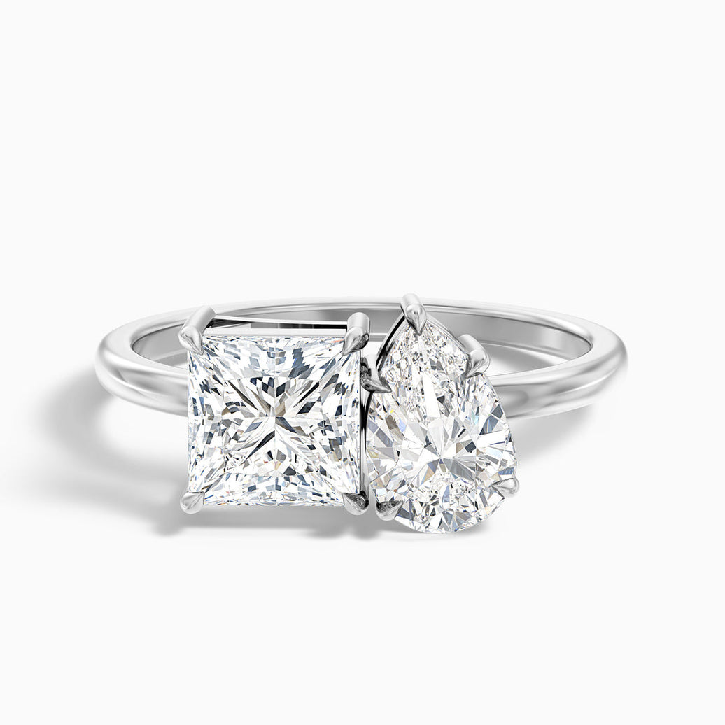Fiara Toi Et Moi Engagement Ring Princess and Pear Two Stone Lab Grown Diamond