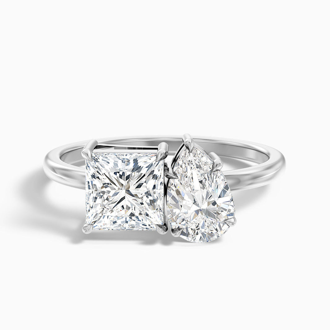 Fiara Toi Et Moi Engagement Ring Princess and Pear Two Stone Lab Grown Diamond