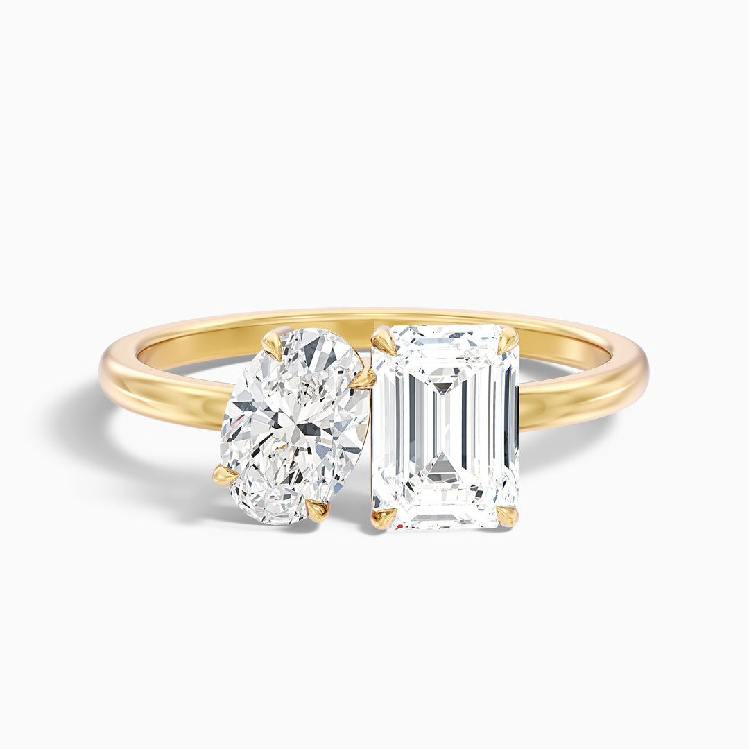 Liana oi Et Moi Engagement Ring Oval and Emerald Two Stone Lab Grown Diamond