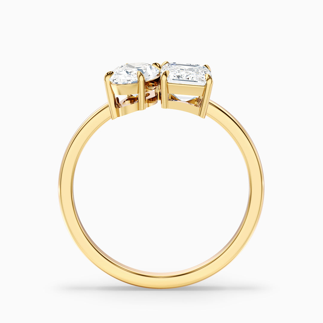 Liana oi Et Moi Engagement Ring Oval and Emerald Two Stone Lab Grown Diamond