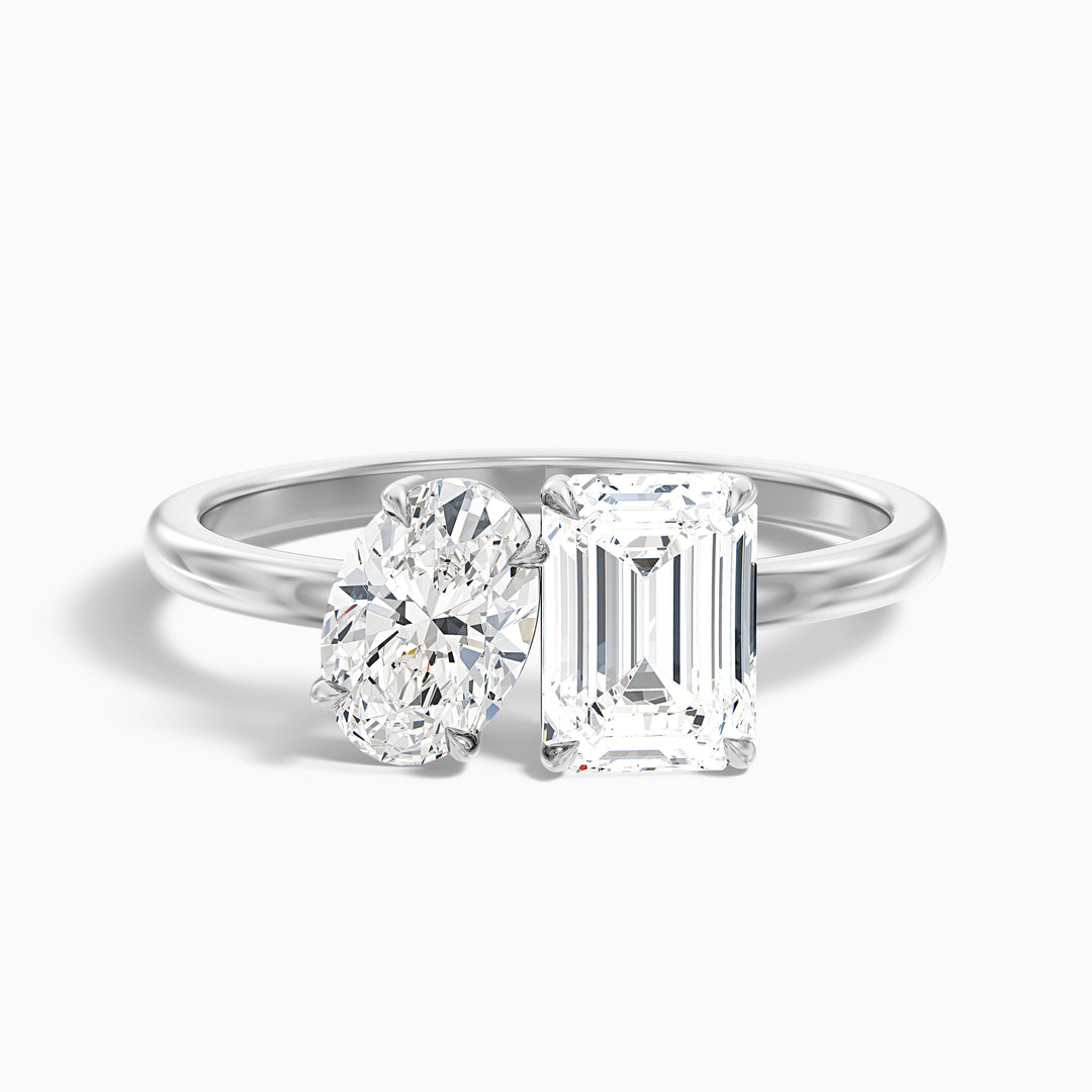 Liana oi Et Moi Engagement Ring Oval and Emerald Two Stone Lab Grown Diamond