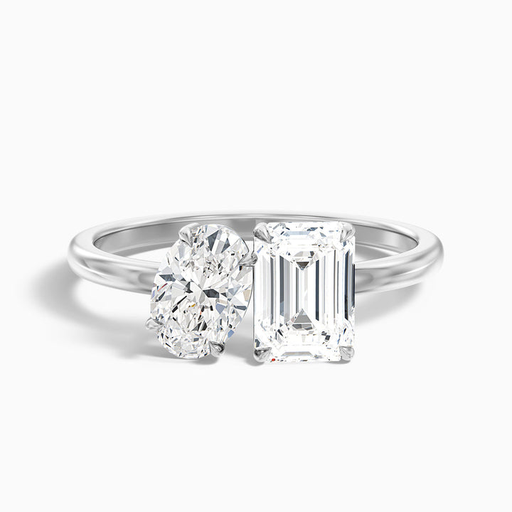 Liana oi Et Moi Engagement Ring Oval and Emerald Two Stone Lab Grown Diamond