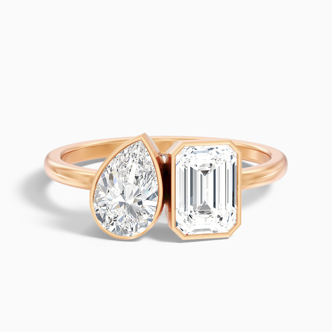 Serra Toi Et Moi Engagement Ring With Pear and Emerald Two Stone Lab Grown Diamond