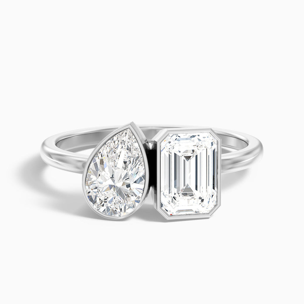 Serra Toi Et Moi Engagement Ring With Pear and Emerald Two Stone Lab Grown Diamond