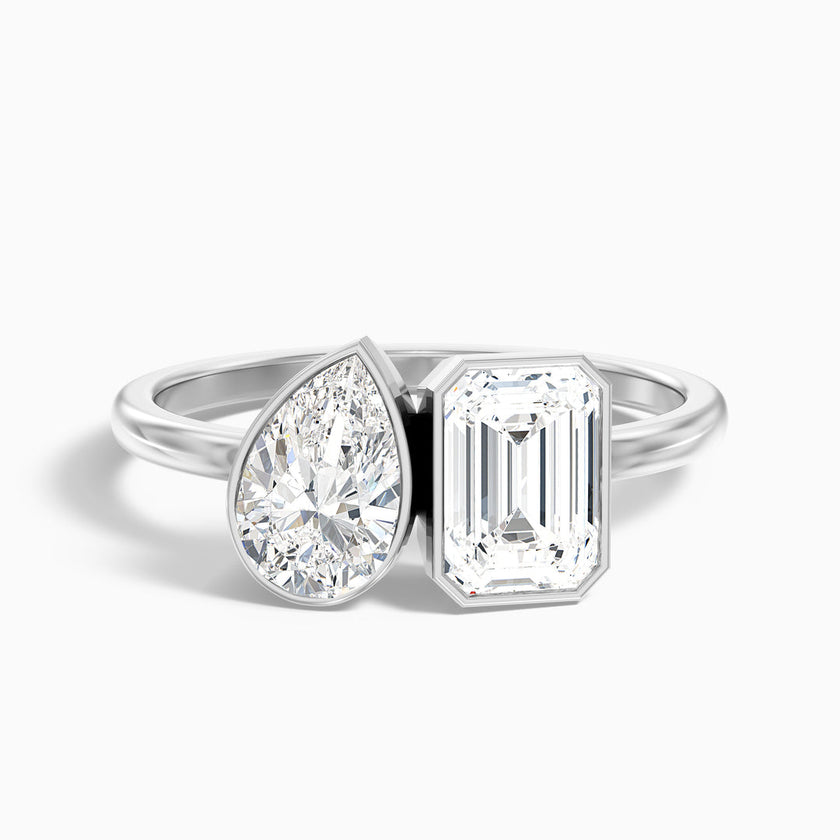 Serra Toi Et Moi Engagement Ring With Pear and Emerald Two Stone Lab Grown Diamond