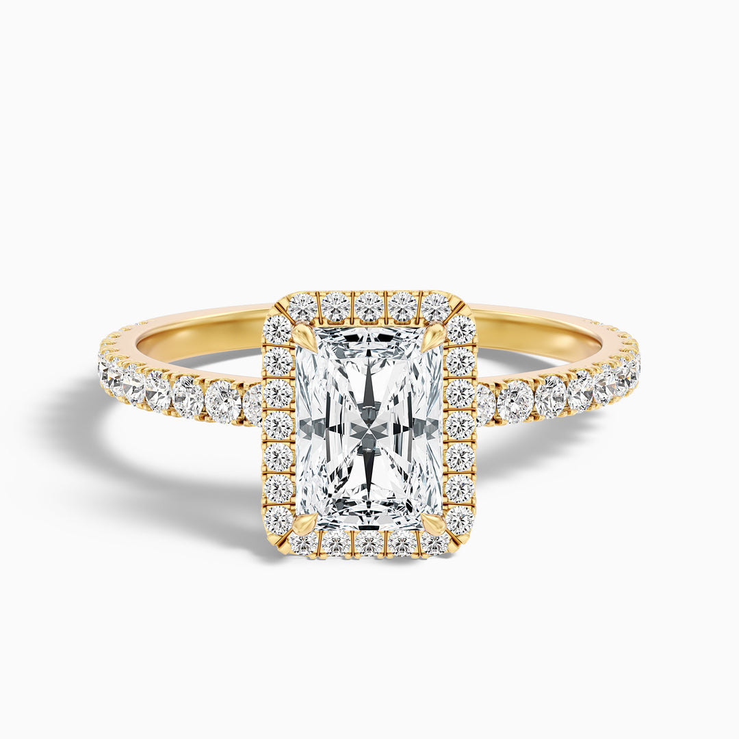 Nari Radiant Cut Halo Pave Set Lab Grown Diamond Ring