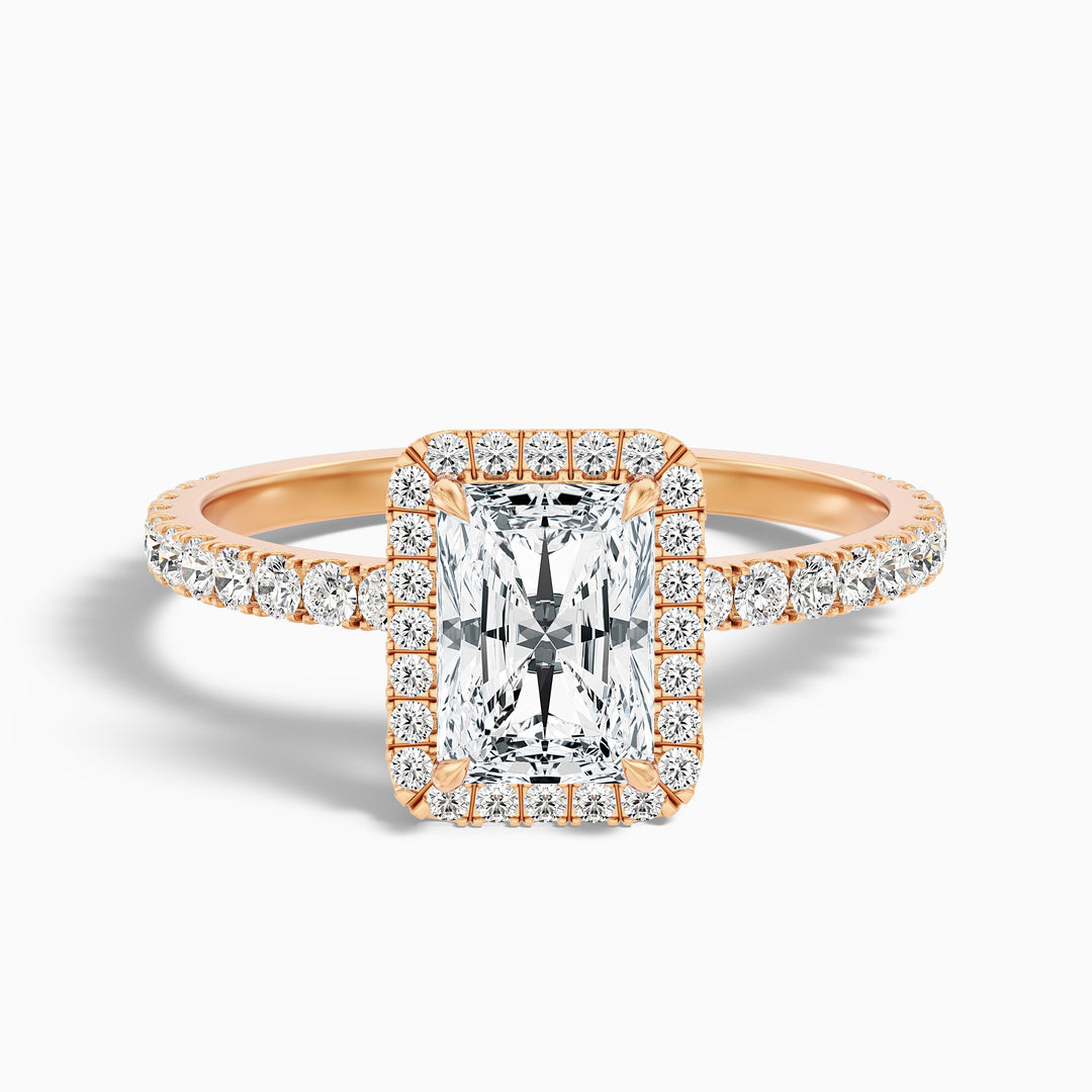 Nari Radiant Cut Halo Pave Set Lab Grown Diamond Ring