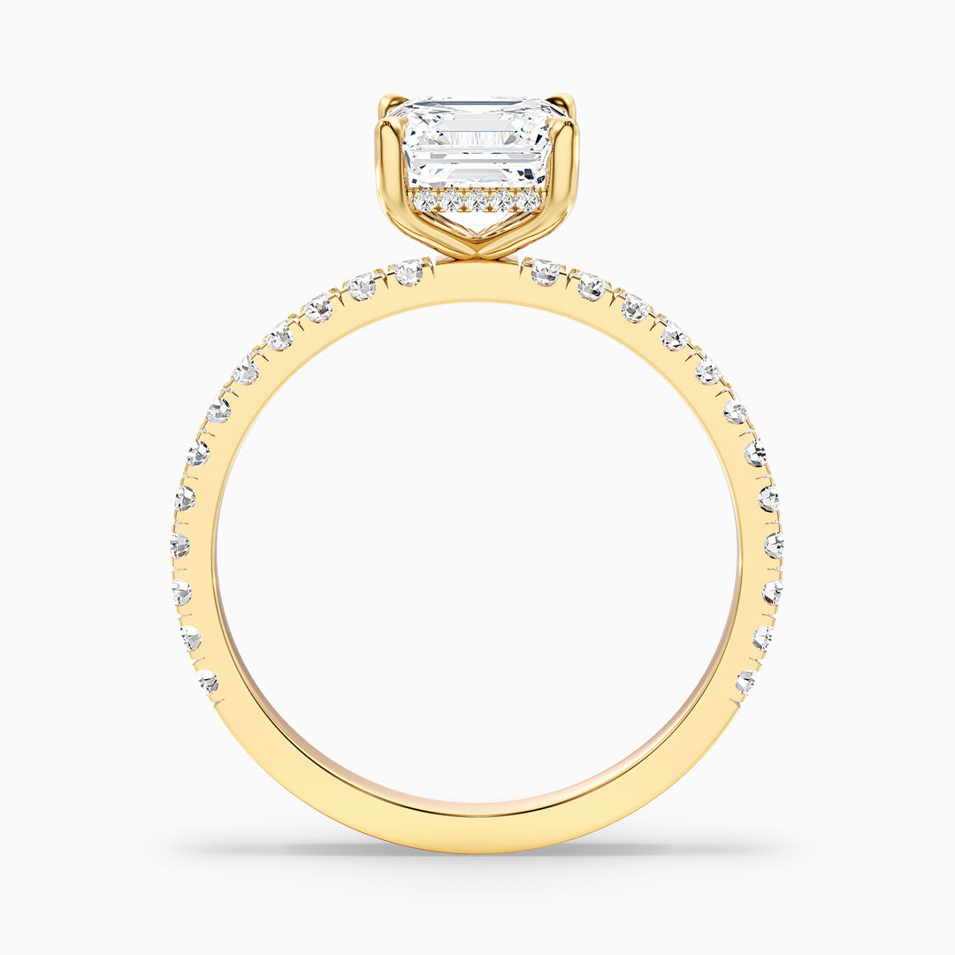 Jayden Asscher Cut Side Stone Pave Lab Grown Diamond Engagement Ring