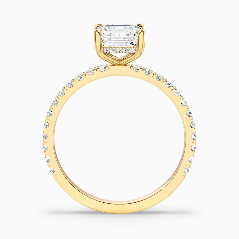 Jayden Asscher Cut Side Stone Pave Lab Grown Diamond Engagement Ring