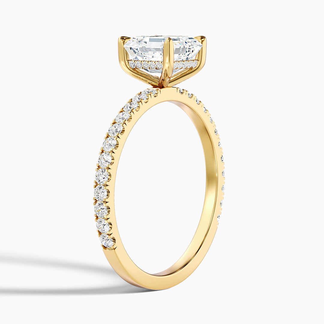 Jayden Asscher Cut Side Stone Pave Lab Grown Diamond Engagement Ring