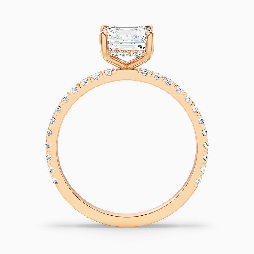 Jayden Asscher Cut Side Stone Pave Lab Grown Diamond Engagement Ring