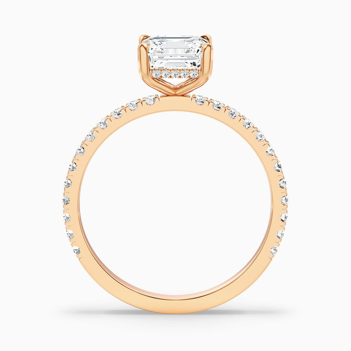 Jayden Asscher Cut Side Stone Pave Lab Grown Diamond Engagement Ring