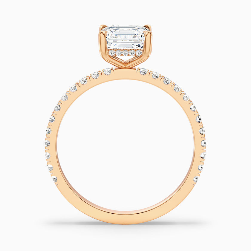 Jayden Asscher Cut Side Stone Pave Lab Grown Diamond Engagement Ring