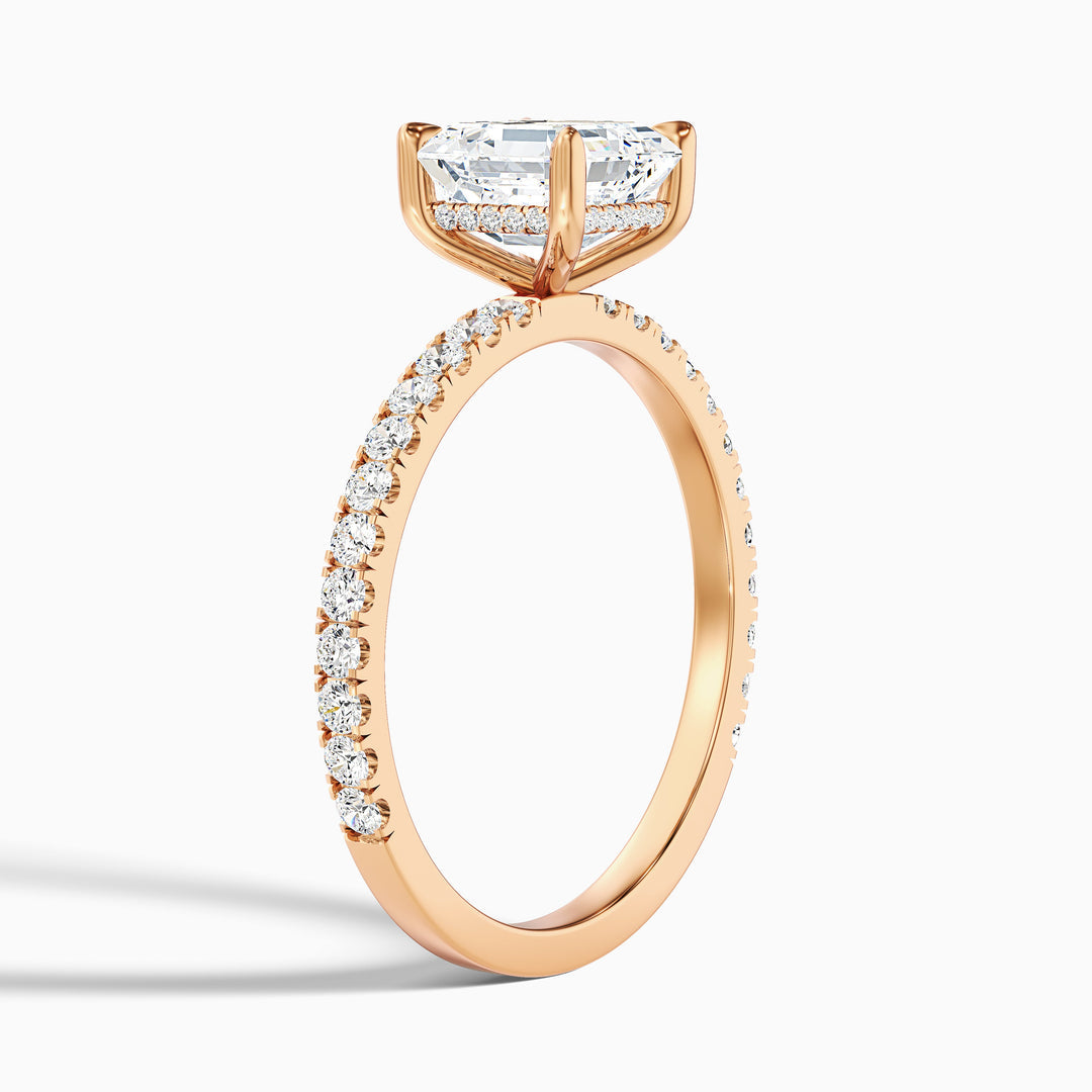 Jayden Asscher Cut Side Stone Pave Lab Grown Diamond Engagement Ring