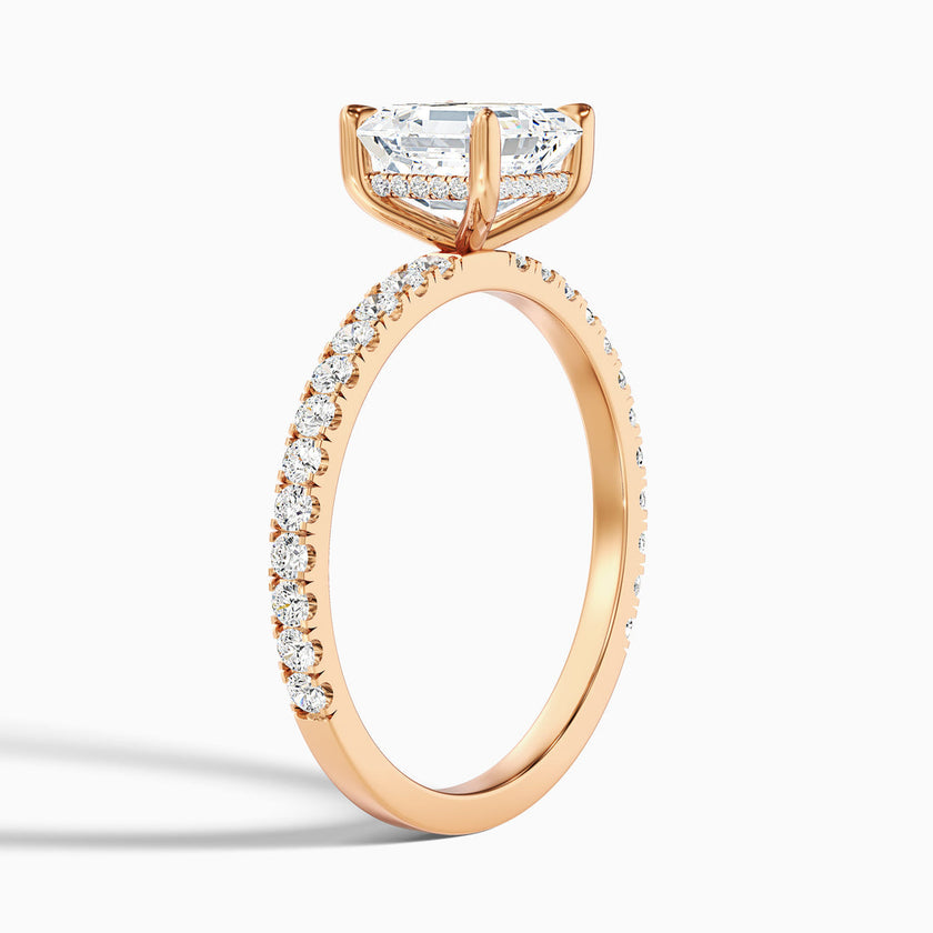 Jayden Asscher Cut Side Stone Pave Lab Grown Diamond Engagement Ring