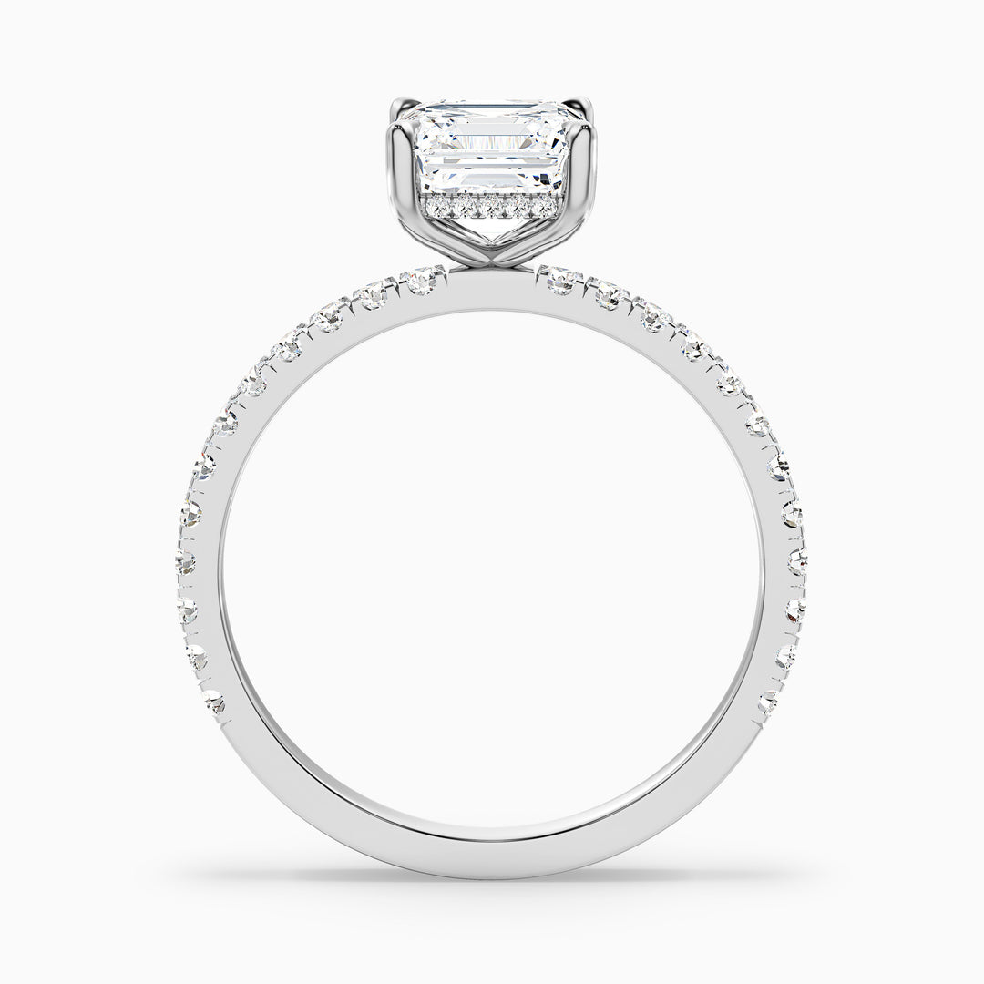 Jayden Asscher Cut Side Stone Pave Lab Grown Diamond Engagement Ring