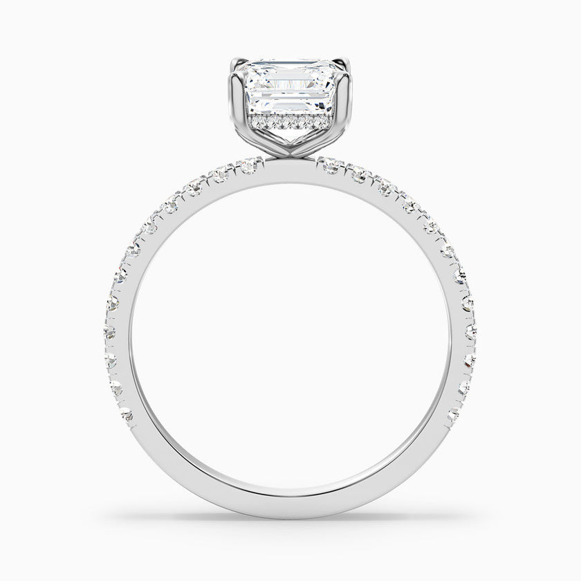 Jayden Asscher Cut Side Stone Pave Lab Grown Diamond Engagement Ring