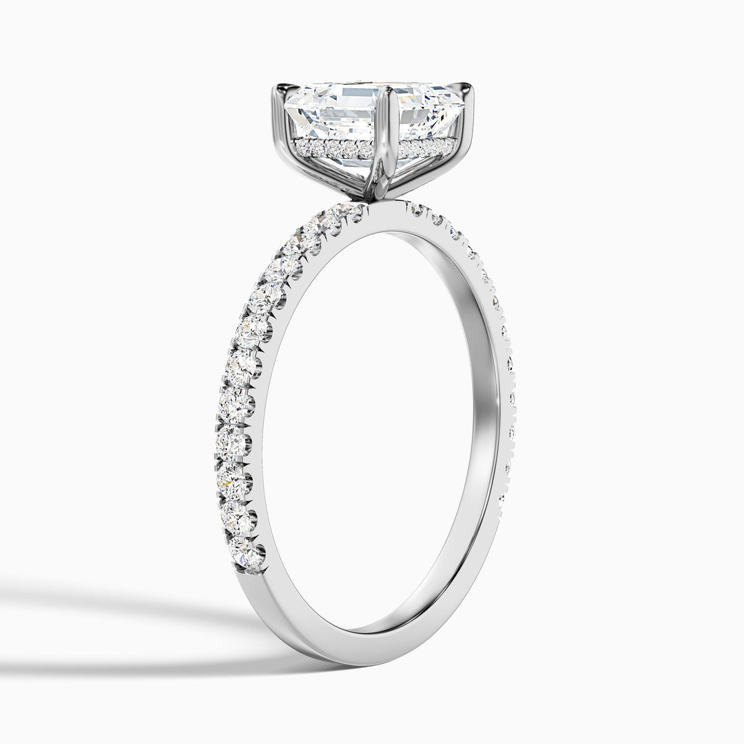 Jayden Asscher Cut Side Stone Pave Lab Grown Diamond Engagement Ring