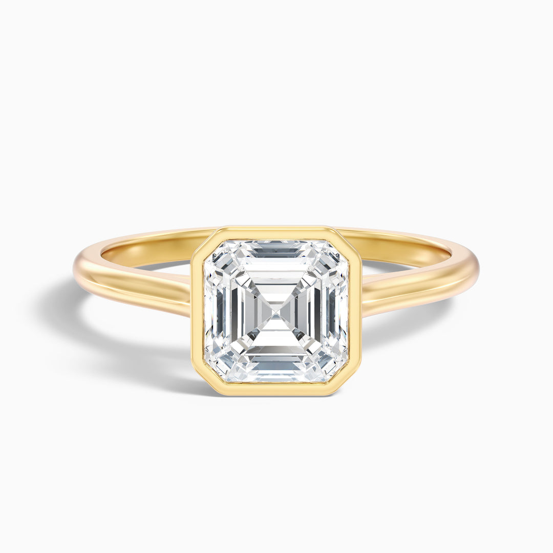 Kaliani Asscher Cut Lab Grown Diamond Bezel Set Engagement Ring