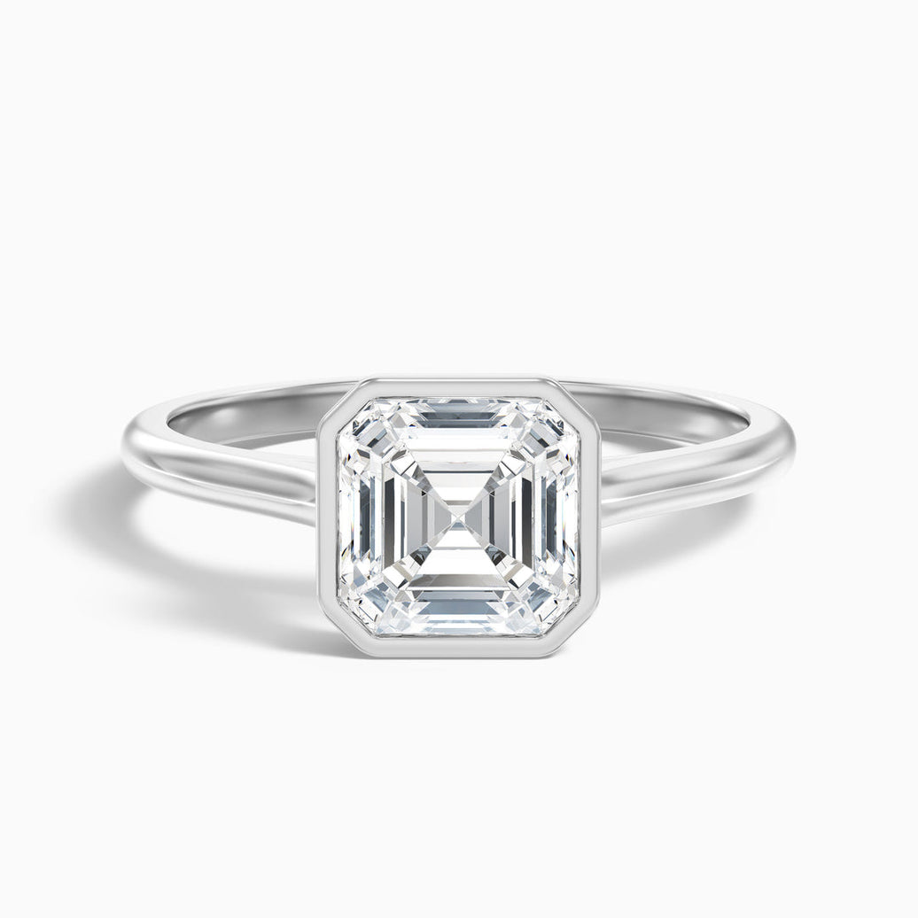 Kaliani Asscher Cut Lab Grown Diamond Bezel Set Engagement Ring