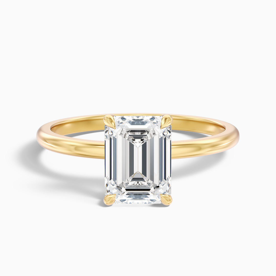 Walter Emerald Cut Hidden Halo Lab Grown Diamond Ring