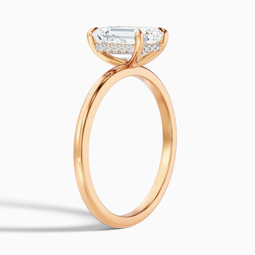Walter Emerald Cut Hidden Halo Lab Grown Diamond Ring