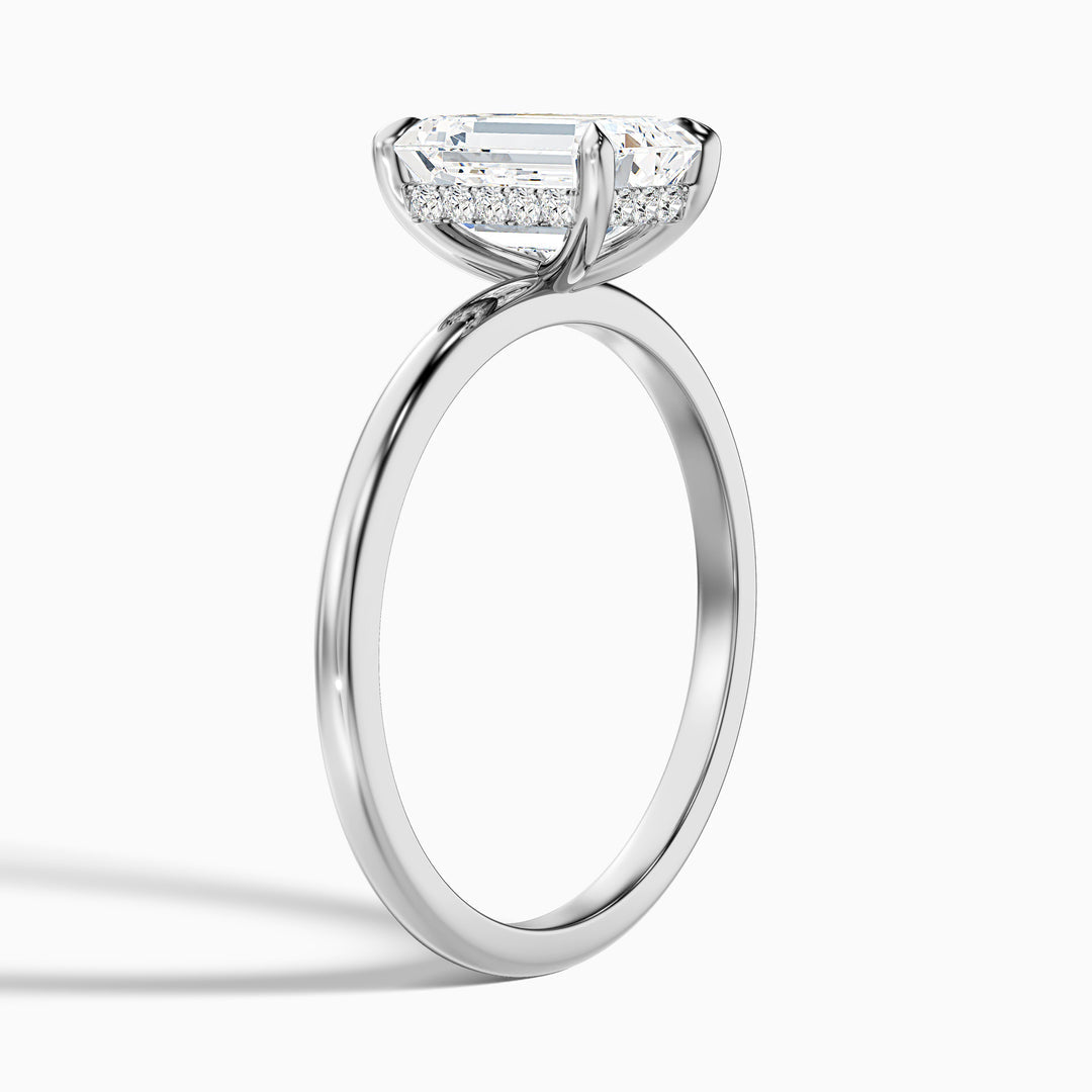 Walter Emerald Cut Hidden Halo Lab Grown Diamond Ring