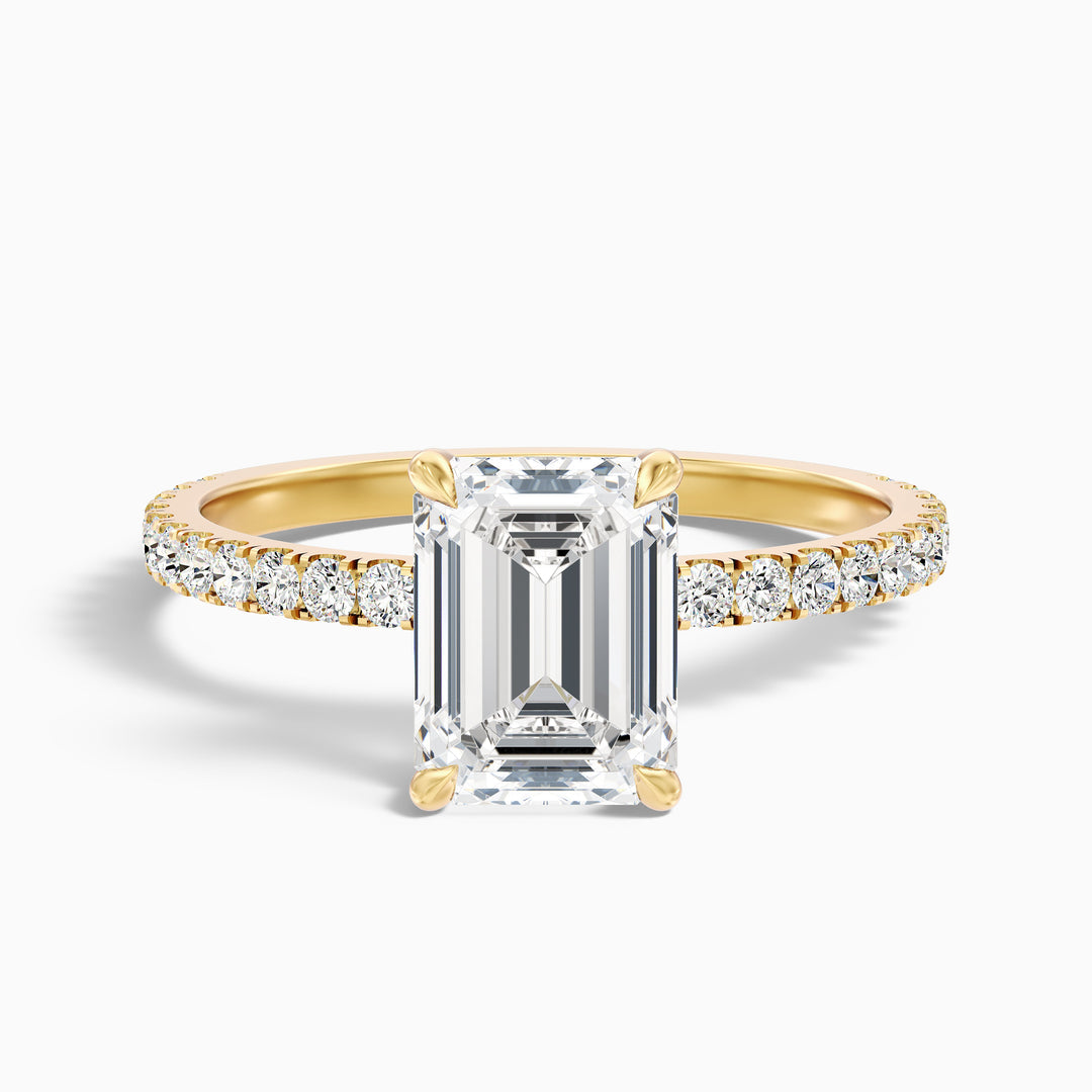 Elixa Emerald Cut Hidden Halo Pave Lab Grown Diamond Ring