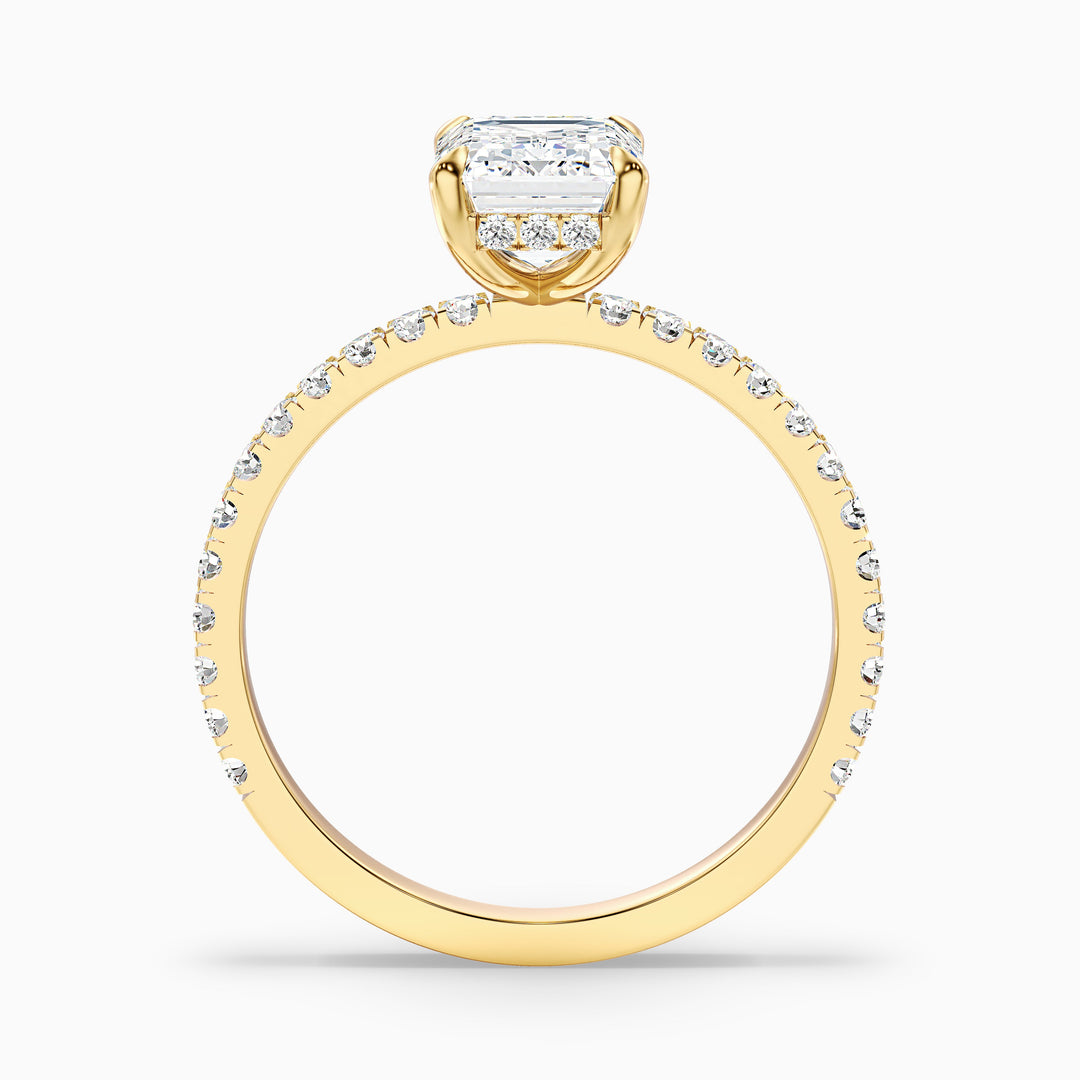 Elixa Emerald Cut Hidden Halo Pave Lab Grown Diamond Ring
