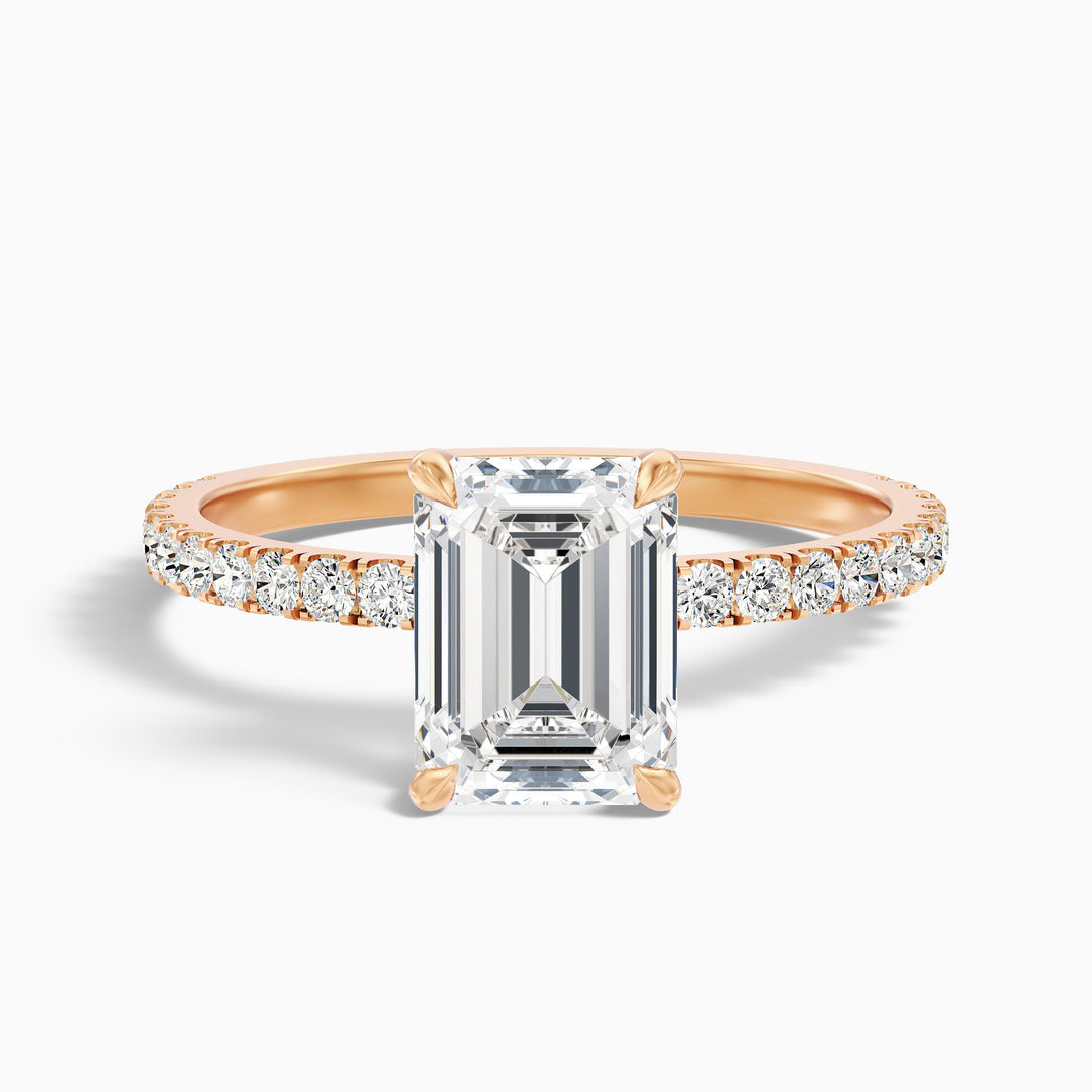 Elixa Emerald Cut Hidden Halo Pave Lab Grown Diamond Ring