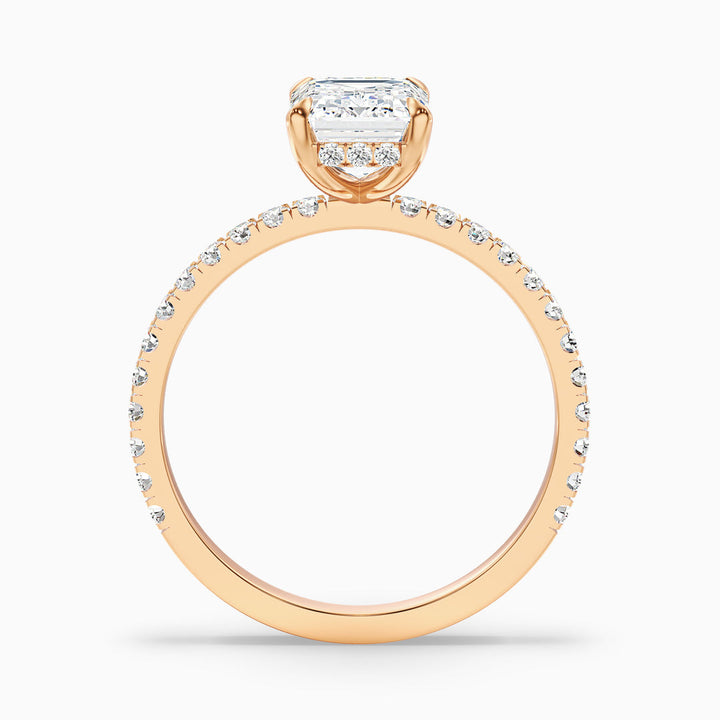 Elixa Emerald Cut Hidden Halo Pave Lab Grown Diamond Ring