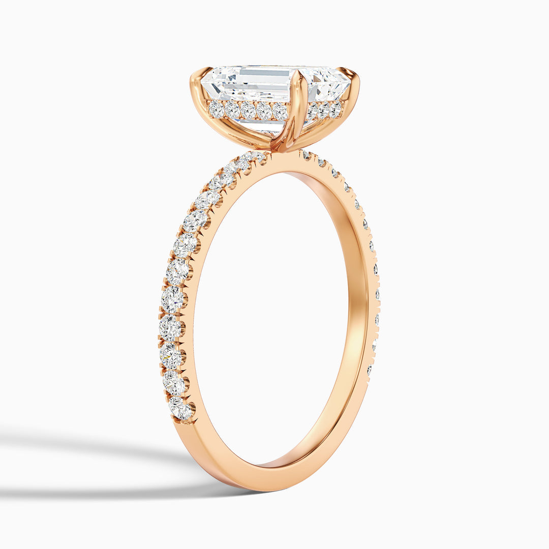Elixa Emerald Cut Hidden Halo Pave Lab Grown Diamond Ring
