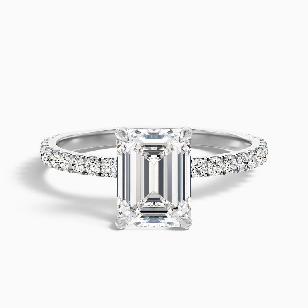 Elixa Emerald Cut Hidden Halo Pave Lab Grown Diamond Ring
