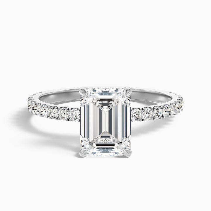 Elixa Emerald Cut Hidden Halo Pave Lab Grown Diamond Ring