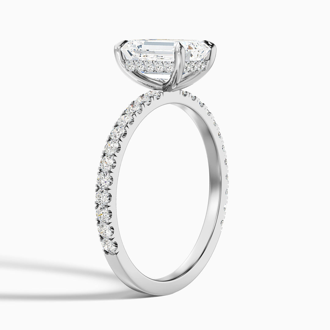 Elixa Emerald Cut Hidden Halo Pave Lab Grown Diamond Ring