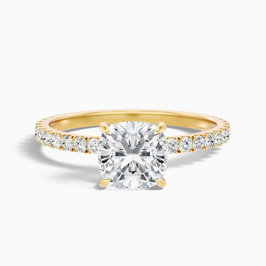 Kirian Cushion Cut Hidden Halo Pave Lab Grown Diamond Ring