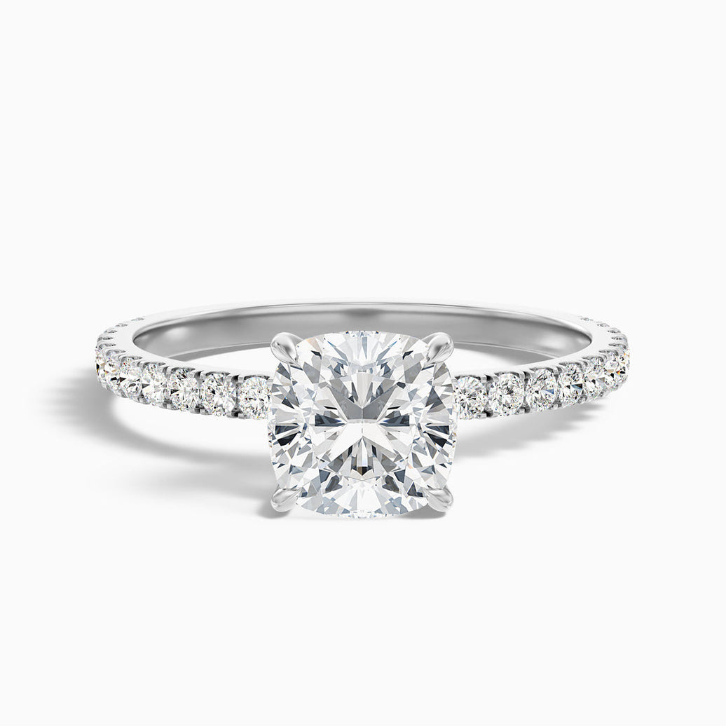Kirian Cushion Cut Hidden Halo Pave Lab Grown Diamond Ring