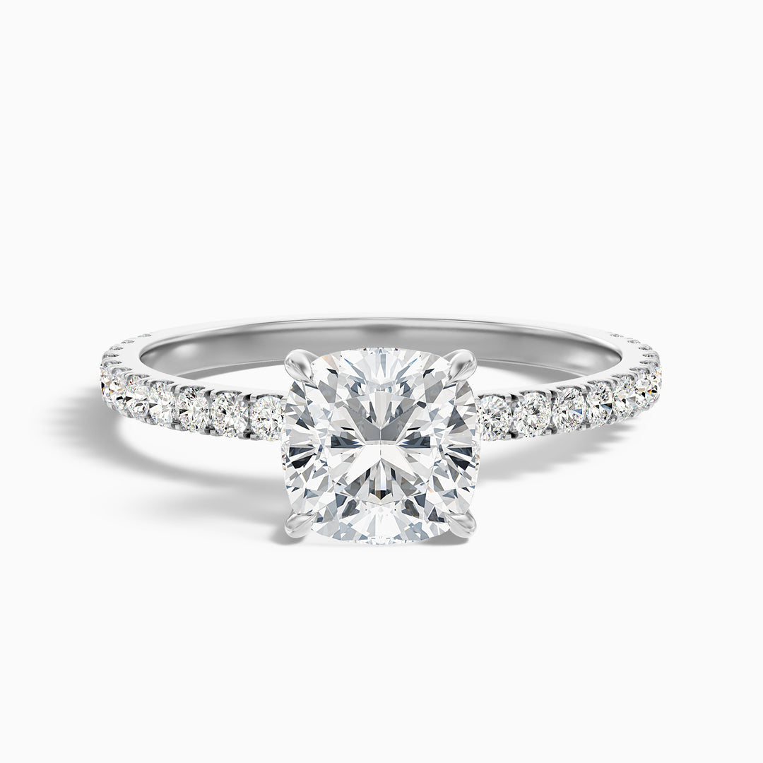 Kirian Cushion Cut Hidden Halo Pave Lab Grown Diamond Ring