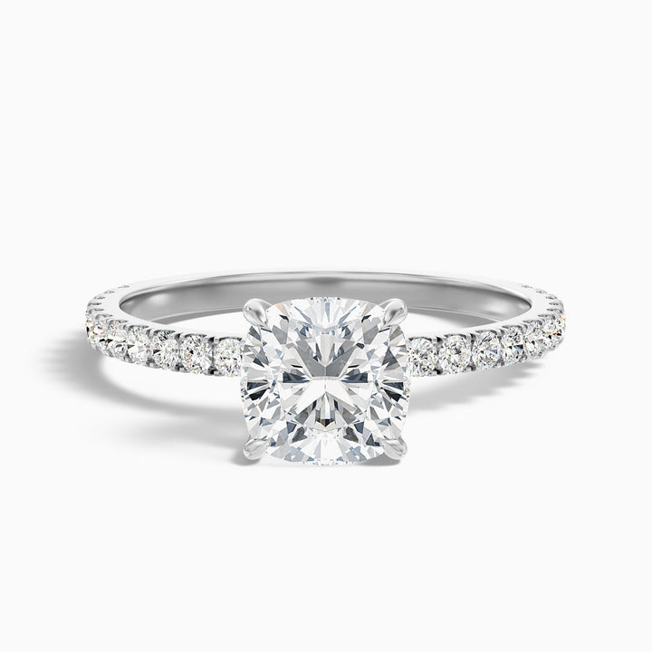 Kirian Cushion Cut Hidden Halo Pave Lab Grown Diamond Ring