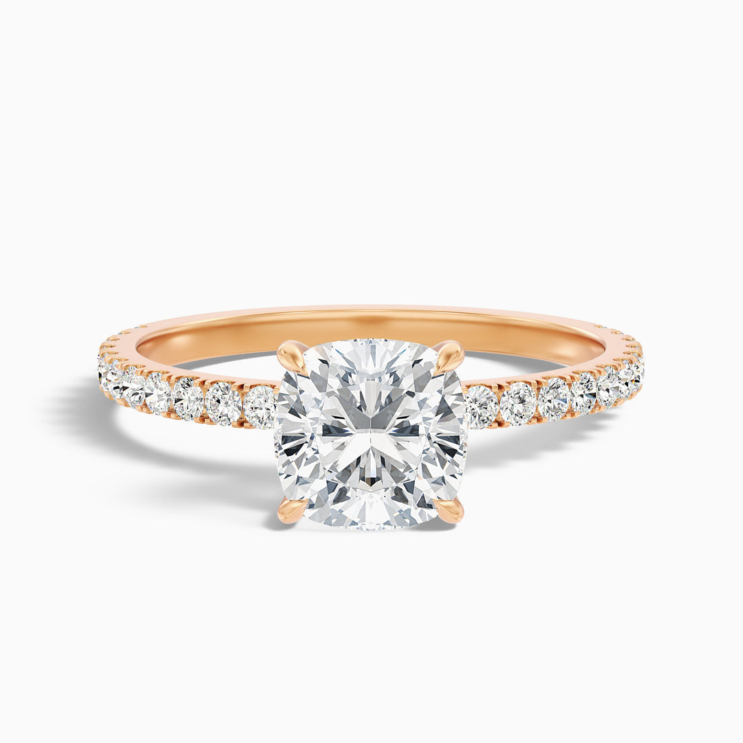 Kirian Cushion Cut Hidden Halo Pave Lab Grown Diamond Ring