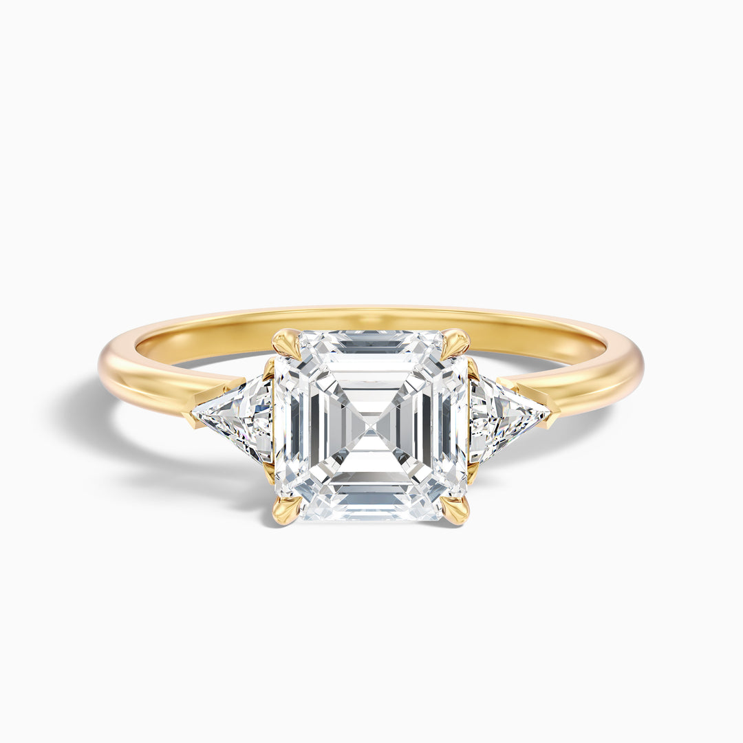 Maria Three Stone Asscher With Triangle Side Stones Lab Grown Diamond Ring