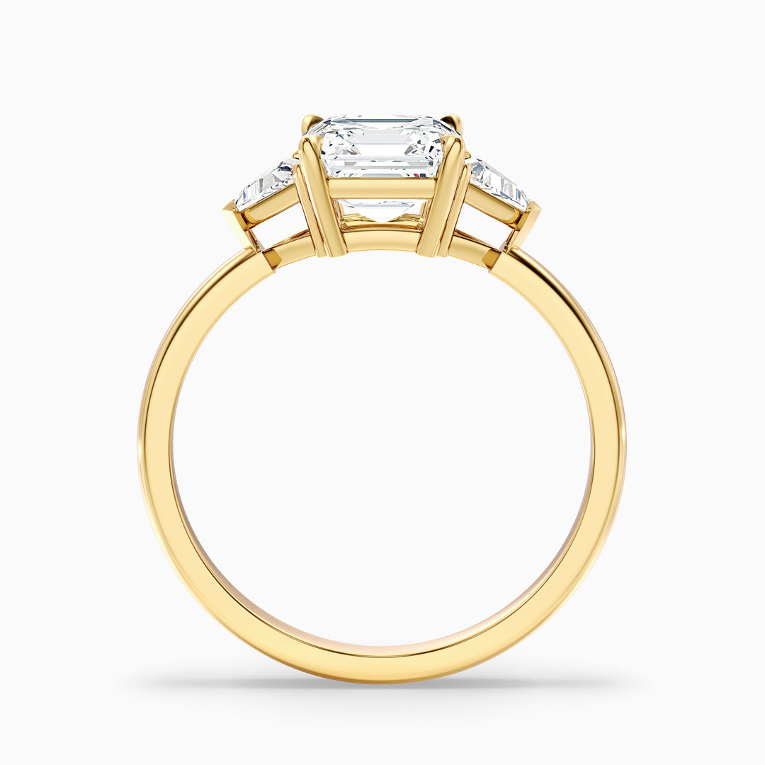 Maria Three Stone Asscher With Triangle Side Stones Lab Grown Diamond Ring