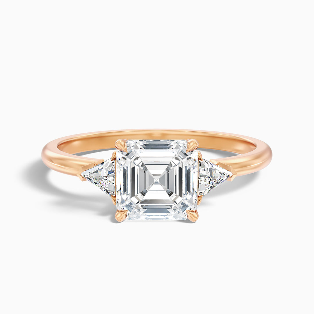 Maria Three Stone Asscher With Triangle Side Stones Lab Grown Diamond Ring