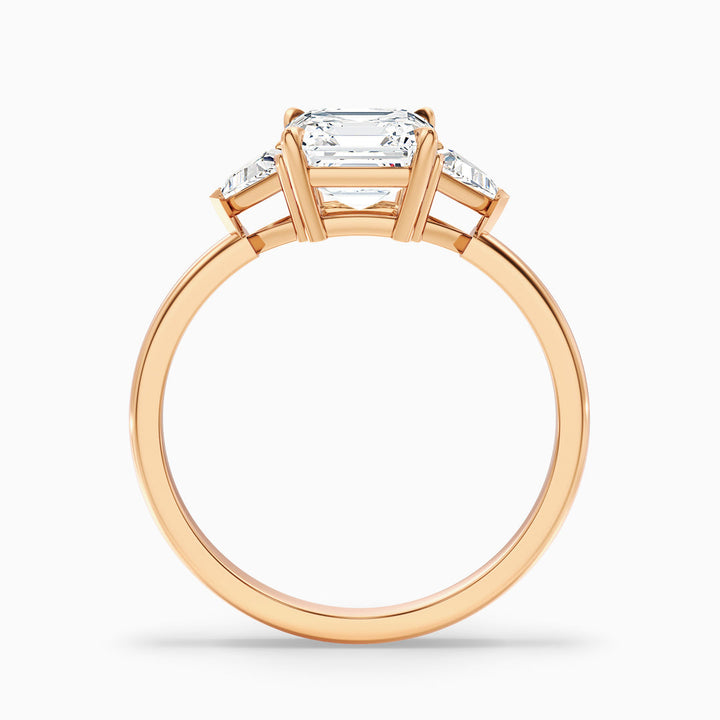 Maria Three Stone Asscher With Triangle Side Stones Lab Grown Diamond Ring
